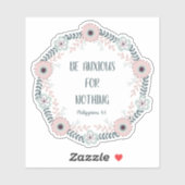 Blauw Roze Bloem Bijbelvers Angst Sticker (Vel)