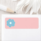 Blauw Roze Bloem Etiket (Insitu)