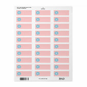 Blauw Roze Bloem Etiket (Full Sheet)