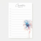 Blauw roze bloem gepersonaliseerde to-do lijst post-it® notes (Voorkant)