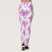 Blauw Roze Bloem Leggings (Achterkant)
