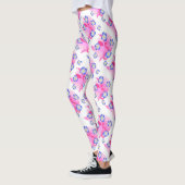 Blauw Roze Bloem Leggings (Links)