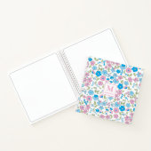 Blauw Roze Bloem Motief Monogram Notitieboek Journ (Binnen)