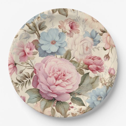 Blauw Roze Bloem Papier Bord (Voorkant)