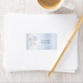 Blauw Roze Bloemen Adreslabel Etiket (Insitu)