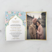 Blauw Roze Bloemen All in One Anand Karaj Bruiloft (Binnen)