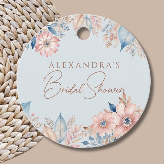 Blauw Roze Bloemen Boho Chic Vrijgezellenfeest Dan Bedankjes Labels