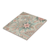 Blauw Roze Bloemen Boho Indonesische Batik Waterve Tegeltje (Zijkant)