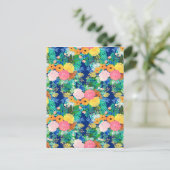  blauw roze bloemen Boho-ontwerp Feestdagenkaart (Staand voorkant)