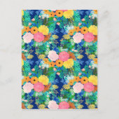 blauw roze bloemen Boho-ontwerp Feestdagenkaart (Voorkant)