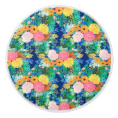 blauw roze bloemen Boho-ontwerp Keramische Knop (Voorkant)