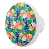  blauw roze bloemen Boho-ontwerp Keramische Knop (Rechts)