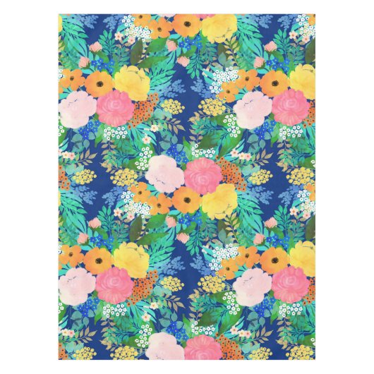  blauw roze bloemen Boho-ontwerp Tafelkleed (Voorkant)