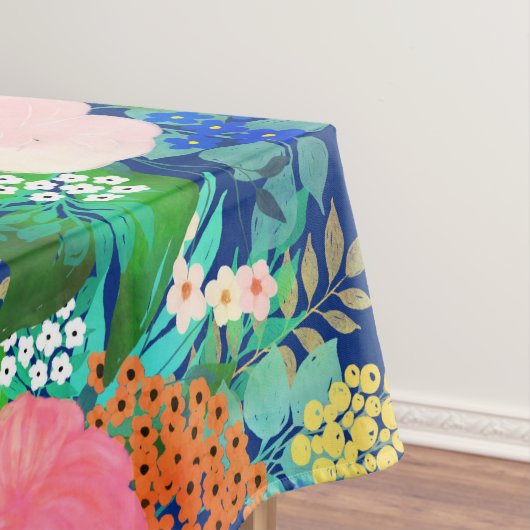  blauw roze bloemen Boho-ontwerp Tafelkleed (Voorbeeld)