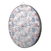 Blauw Roze Bloemen Dartboard Dartbord (Voorkant Rechts)