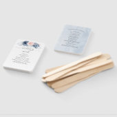 Blauw Roze Bloemen Elegant Bruiloft Programma Handwaaier (Niet-gemonteerd)