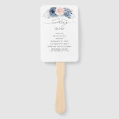Blauw Roze Bloemen Elegant Bruiloft Programma Handwaaier (Voorkant)