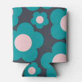 Blauw Roze Bloemen Elegant Tropisch Bloemen Sleeve Blikjeskoeler (Achterkant)