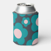 Blauw Roze Bloemen Elegant Tropisch Bloemen Sleeve Blikjeskoeler (Blikje Achterkant)