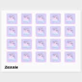 Blauw Roze Bloemen Glitter SWEET16TH Holograph Vierkante Sticker (Vel)