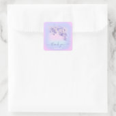 Blauw Roze Bloemen Glitter SWEET16TH Holograph Vierkante Sticker (Tas)