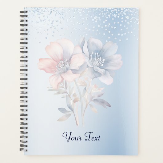 Blauw Roze Bloemen Huwelijksplanner Planner (Voorkant)