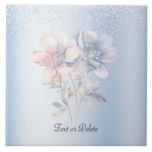 Blauw Roze Bloemen Keramische Tegel Tegeltje