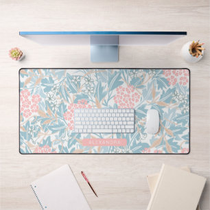 Blauw Roze Bloemen Modern  Patroon Bureaumat