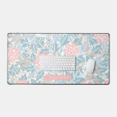 Blauw Roze Bloemen Modern  Patroon Bureaumat (Keyboard & Muis)