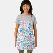Blauw Roze Bloemen Monogram Schort (Insitu)