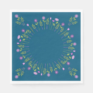 Blauw & Roze Bloemen Papier servetten