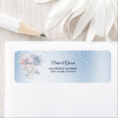 Blauw Roze Bloemen Retouradres Label (Insitu)