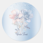 Blauw Roze Bloemen Sticker (Voorkant)