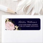  Blauw Roze Bloemen Terugkeeradreslabels Etiket (Insitu)