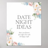 BLAUW ROZE BLOEMEN Vrijgezellenfeest hoeveel kusse Poster (Voorkant)