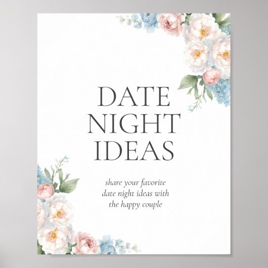 BLAUW ROZE BLOEMEN Vrijgezellenfeest hoeveel kusse Poster (Voorkant)