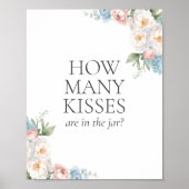 BLAUW ROZE BLOEMEN Vrijgezellenfeest hoeveel kusse Poster (Voorkant)