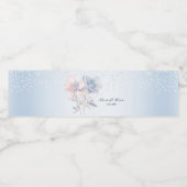 Blauw Roze Bloemen Waterfles Etiket (Enkel label)