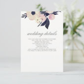 blauw roze bloemenbruiloft Details Behuizing Kaart (Staand voorkant)