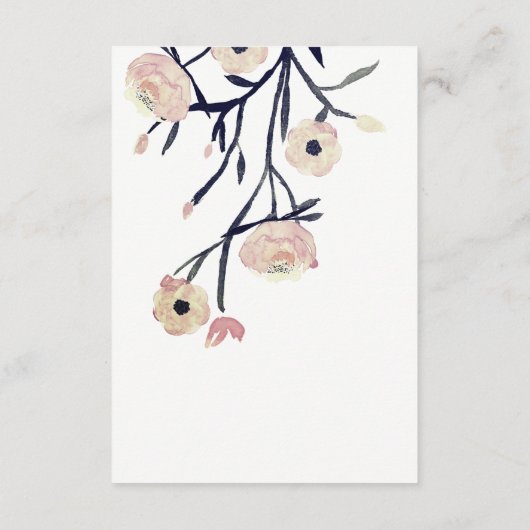 blauw roze bloemenbruiloft Details Behuizing Kaart (Achterkant)