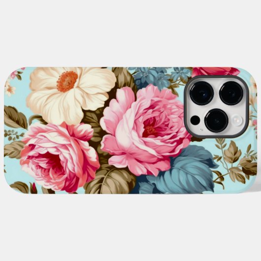 Blauw Roze Bloementuin Case-Mate iPhone Case (Achterkant (horizontaal))