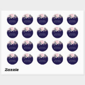 Blauw Roze Bloemige Moderne Trouwbudget Ronde Sticker (Vel)