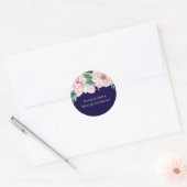 Blauw Roze Bloemige Moderne Trouwbudget Ronde Sticker (Envelop)