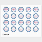 Blauw Roze Bloemige Persoonlijke Bat Mitzvah Stick Ronde Sticker (Vel)