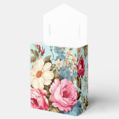 Blauw Roze Bloemige Tuin Vintage  Bedankdoosjes (Geopend)