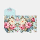 Blauw Roze Bloemige Tuin Vintage  Bedankdoosjes (Uitgevouwen)