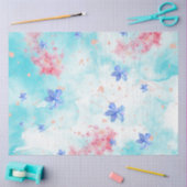 Blauw roze bloempatroon ontleent elegant tissuepapier (Craft)