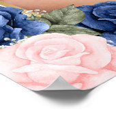 Blauw Roze Bloemstuk Herdenkingsfoto Bord Poster (Hoek)