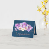 Blauw Roze Boeket Rozen & Krokus Gefeliciteerd Kaart (Gele Bloem)