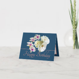 Blauw Roze Boeket Witte Rozen Orchideeën Verjaarda Kaart
